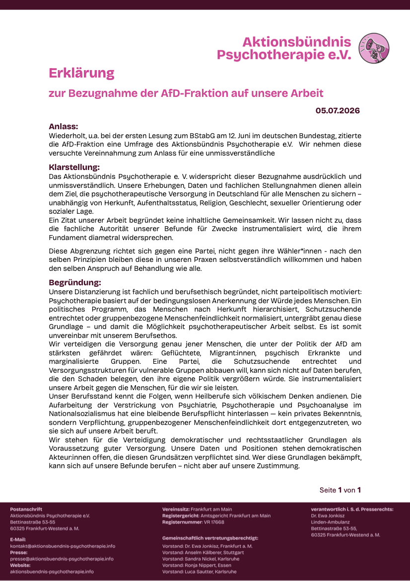 Erklärung zur Bezugnahme der AfD-Fraktion auf unsere Arbeit