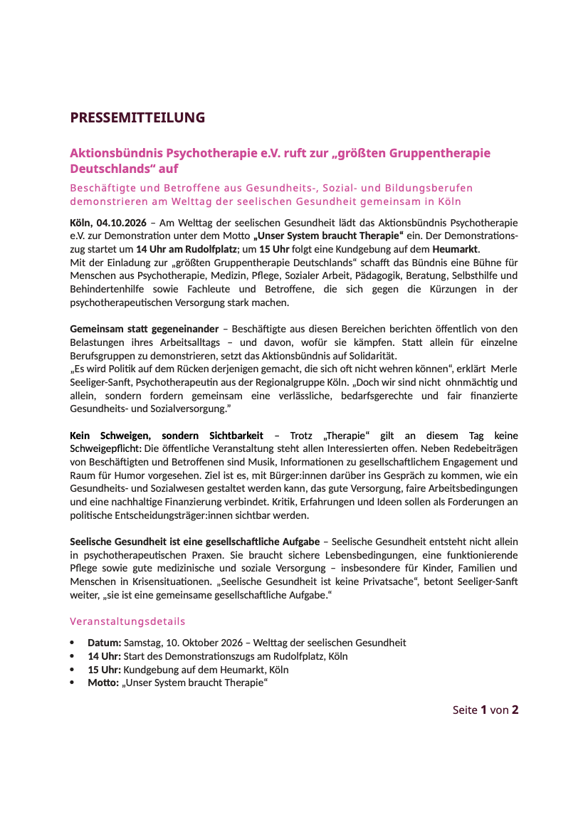 Größte Gruppentherapie Deutschlands
